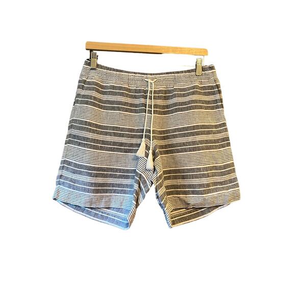 J. Jill Women's Striped Love Linen Drawstring Shorts W/Pockets Gray White Size S - Picture 1 of 9